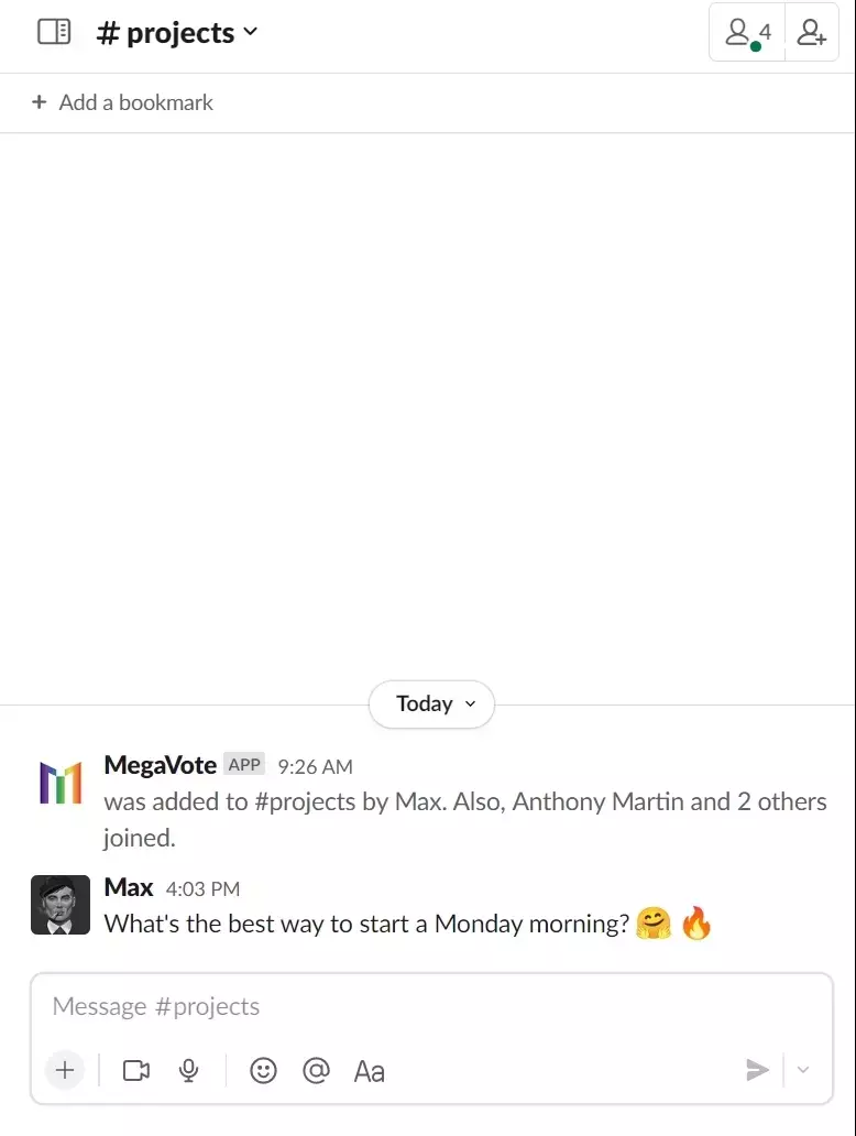 Create a poll in Slack - from Message